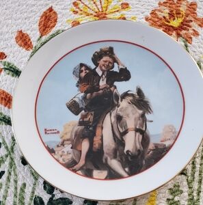 Norman Rockwell Plate with Gold and White Accents